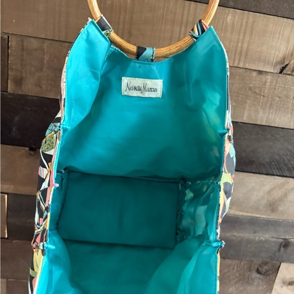 Colorful Abstract Women's Bag with Bamboo Handles - Picture 2 of 4